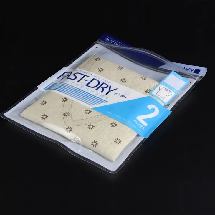 جپپر سب سے اوپر صاف ونڈو اپنی مرضی کے مطابق پرنٹنگ کے ساتھ پلاسٹک گارمنٹ پیکجنگ بیگ